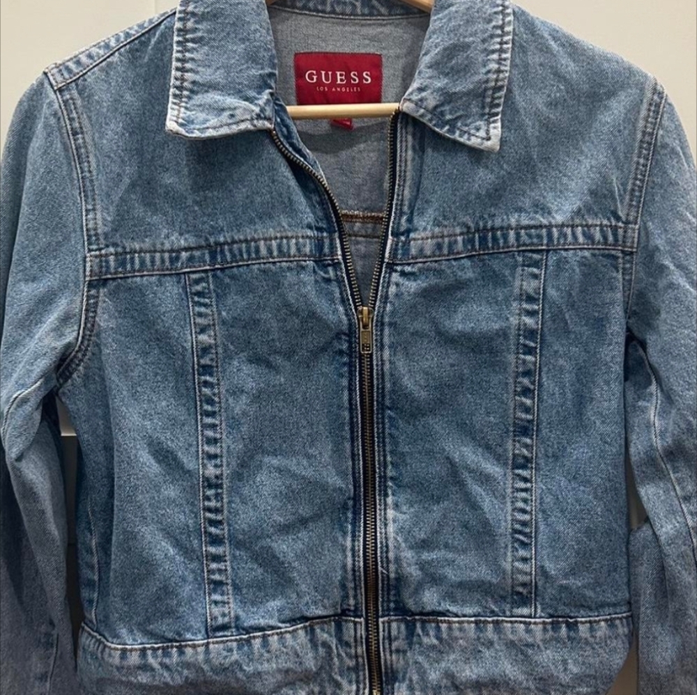 Y2K Vintage GUESS Zip-Up Denim Jacket Women's XL